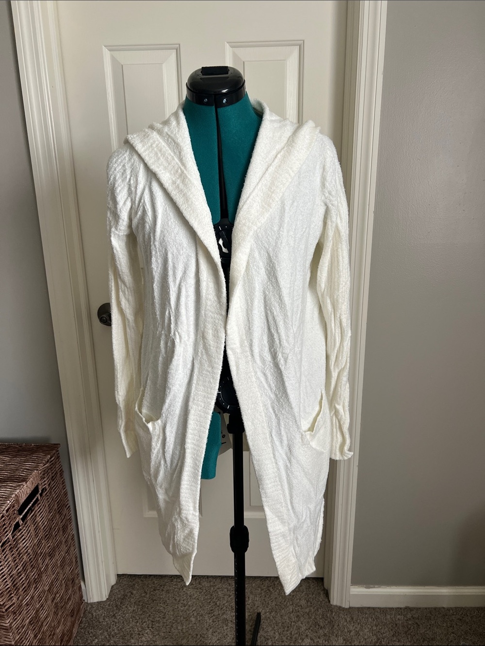Barefoot Dreams Cream Hooded Open-Front Cardigan